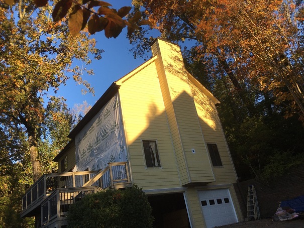 My house covered in house wrap